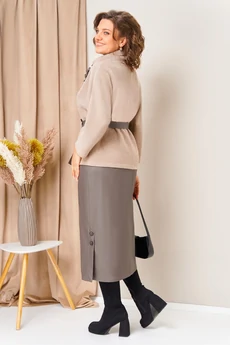 Костюм с юбкой 1447 бежевый капучино VOLNA