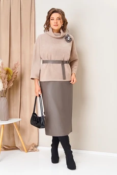 Костюм с юбкой 1447 бежевый капучино VOLNA