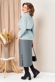 Костюм с юбкой 1447 светло-голубой + серый VOLNA