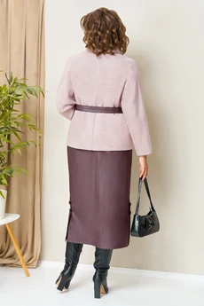 Костюм с юбкой 1447 светло-розовый+ежевика VOLNA
