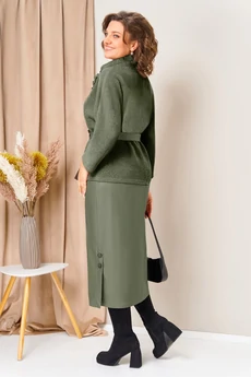 Костюм с юбкой 1447 хаки VOLNA