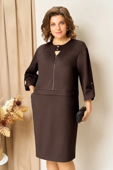 Платье 1449 шоколадно-коричневый VOLNA