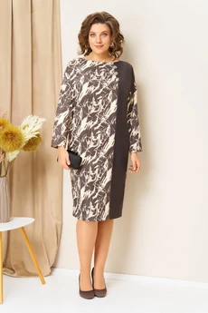 Платье 1452 шоколадно-бежевый VOLNA