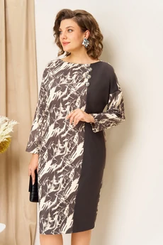 Платье 1452 шоколадно-бежевый VOLNA