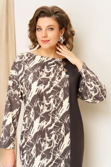 Платье 1452 шоколадно-бежевый VOLNA