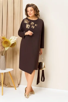 Платье 1454 шоколадно-коричневый VOLNA