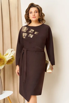 Платье 1454 шоколадно-коричневый VOLNA