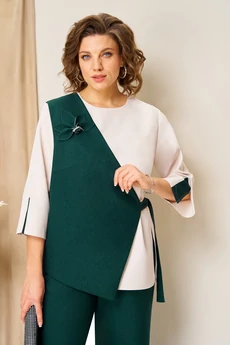 Костюм брючный 1455 бутылочно-зеленый VOLNA