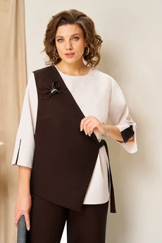 Костюм брючный 1455 шоколадно-коричневый VOLNA