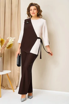 Костюм брючный 1455 шоколадно-коричневый VOLNA