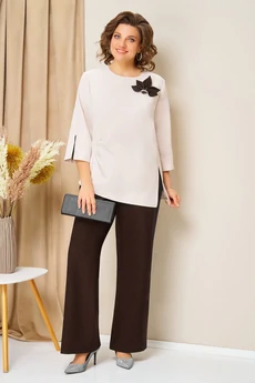 Костюм брючный 1455 шоколадно-коричневый VOLNA