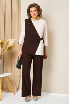 Костюм брючный 1455 шоколадно-коричневый VOLNA