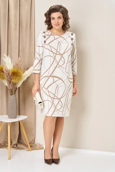 Платье 1457 бежево-белый VOLNA