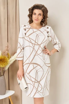 Платье 1457 бежево-белый VOLNA