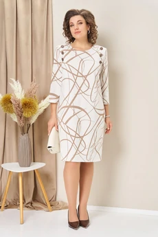 Платье 1457 бежево-белый VOLNA