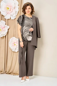 Костюм брючный 1458 бежевый капучино VOLNA