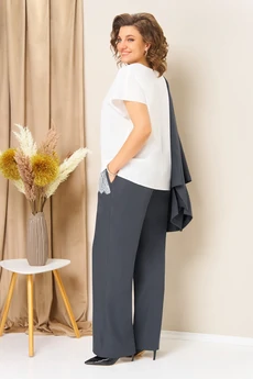 Костюм брючный 1458 графитно-голубой VOLNA