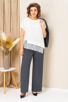 Костюм брючный 1458 графитно-голубой VOLNA