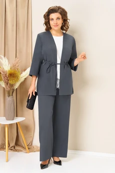 Костюм брючный 1458 графитно-голубой VOLNA