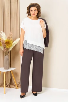 Костюм брючный 1458 кофейно-коричневый VOLNA