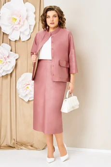 Костюм с юбкой 1464 кораллово-розовый VOLNA
