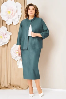 Костюм с юбкой 1464 мятно-изумрудный VOLNA