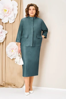 Костюм с юбкой 1464 мятно-изумрудный VOLNA