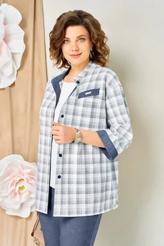 Костюм брючный 1465 голубой джинсовый VOLNA