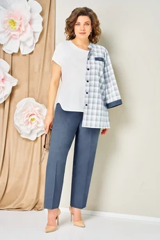 Костюм брючный 1465 голубой джинсовый VOLNA