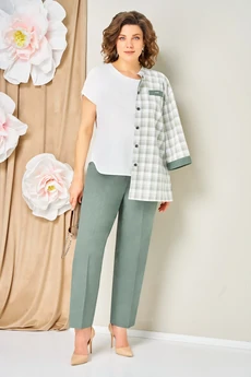 Костюм брючный 1465 светло-зеленый  VOLNA