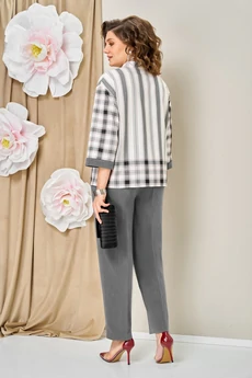 Костюм брючный 1465 серо-белый VOLNA