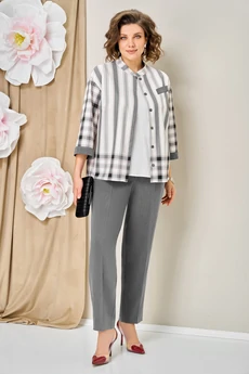 Костюм брючный 1465 серо-белый VOLNA