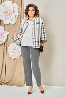 Костюм брючный 1465 серо-белый VOLNA