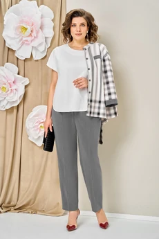 Костюм брючный 1465 серо-белый VOLNA