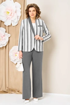 Костюм брючный 1466 серо-белый VOLNA