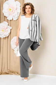 Костюм брючный 1466 серо-белый VOLNA