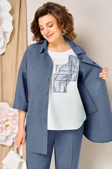 Костюм брючный 1471 голубой джинсовый VOLNA