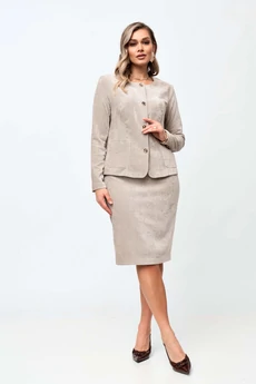 Костюм с юбкой 2401 бежево-серый VeritaModa