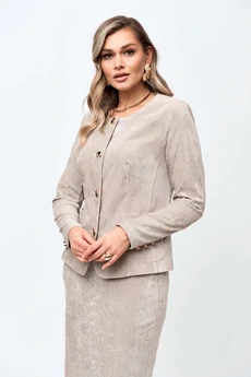 Костюм с юбкой 2401 бежево-серый VeritaModa