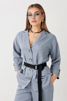 Костюм брючный 2443 серо-голубой VeritaModa