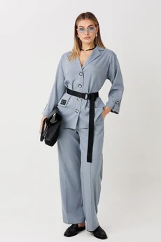 Костюм брючный 2443 серо-голубой VeritaModa