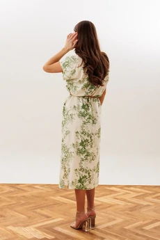 Платье 2446-1 молочный+зеленый VeritaModa