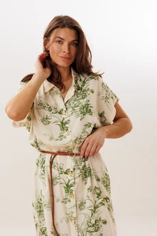 Платье 2446-1 молочный+зеленый VeritaModa