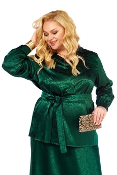 Костюм с юбкой 676 изумрудный Via-mod