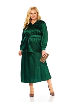 Костюм с юбкой 676 изумрудный Via-mod