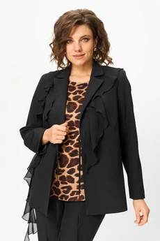 Костюм брючный 1121 черный + леопард Vilena