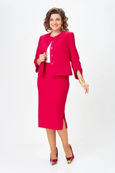 Костюм с юбкой 1126 красный Vilena
