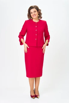 Костюм с юбкой 1126 красный Vilena