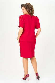Костюм с юбкой 1143 красный Vilena
