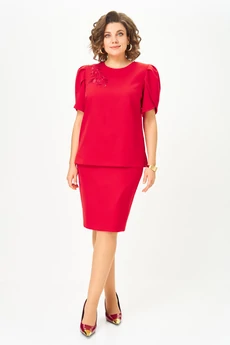 Костюм с юбкой 1143 красный Vilena